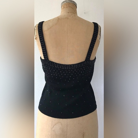 Vintage 60s Beaded Wool Blend tank top w matching cardigan - Picture 9 of 10